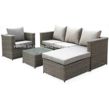 4-teiliges Outdoor-Rattan-Wicker-Sofa-Sectional-Patio-Möbel-Set